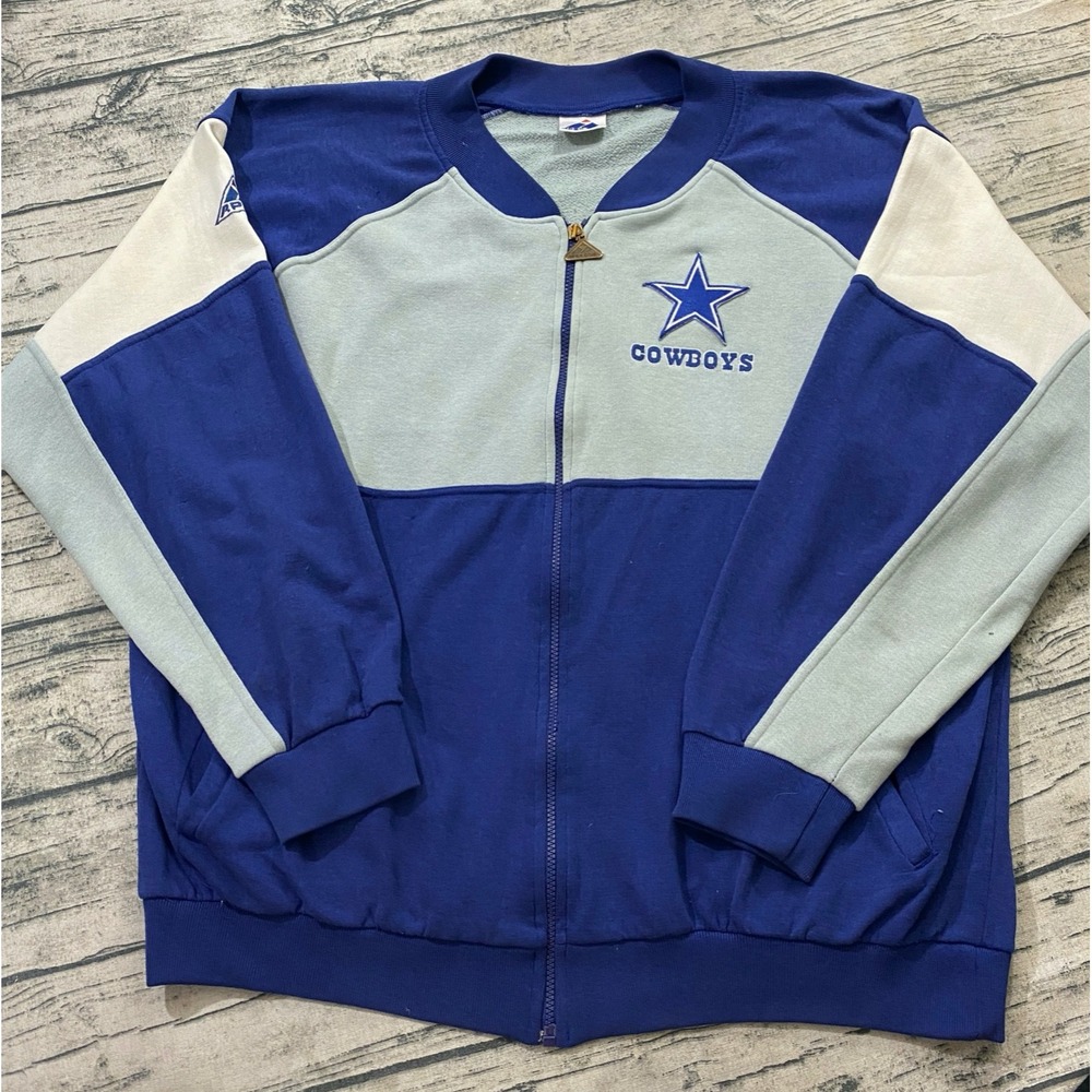 Dallas Cowboys Vtg 90s Apex One Colorblock Full Zip‎ Knit Jacket Sweatshirt NFL